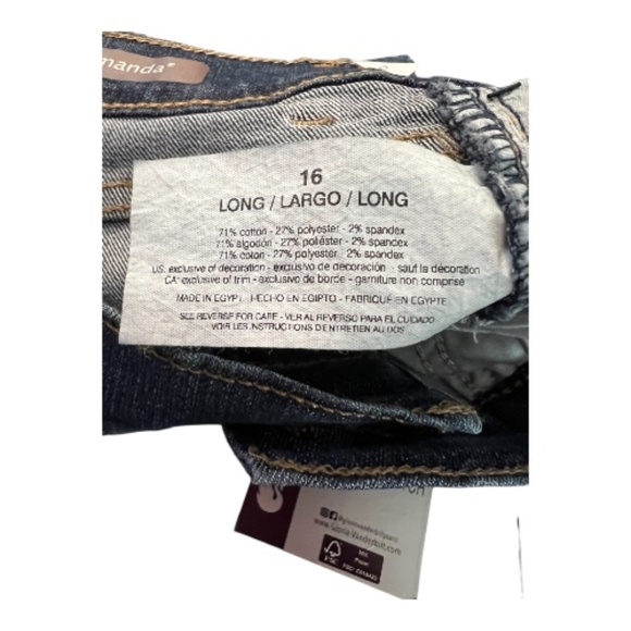 🆕 NWT Gloria Vanderbilt Amanda classic rise tapered leg jeans – size 16 Long - Picture 8 of 9